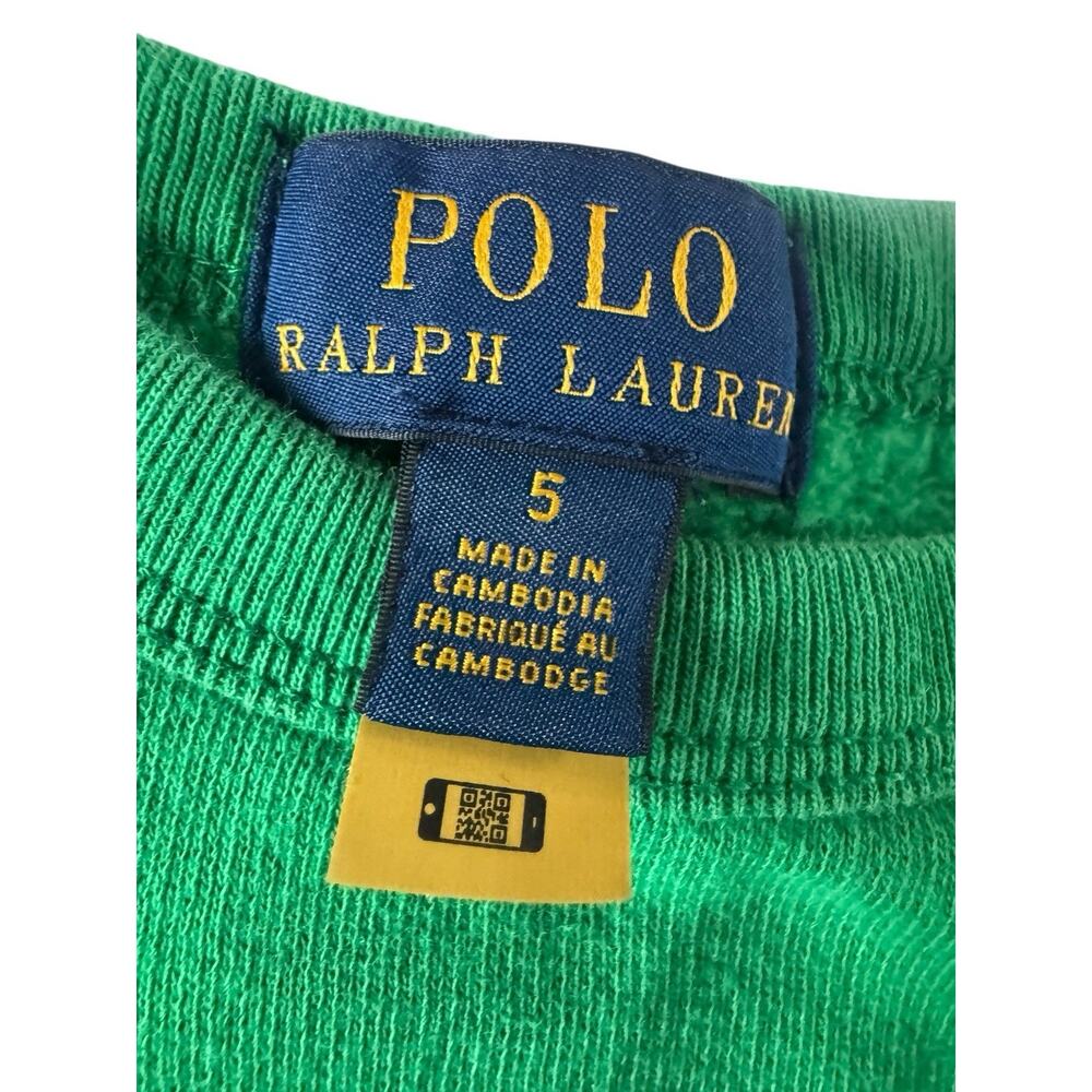 Polo Ralph Lauren fleece crewneck sweatshirt kelly green childs sz 5 Logo #5383 - Picture 5 of 8